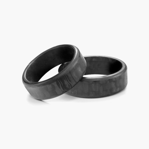 Obrączki ślubne: carbon, płaskie, zaokrąglone 7 mm